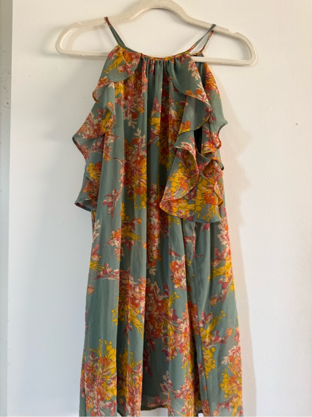 Floral Ruffle Midi Skirt in Sage Green